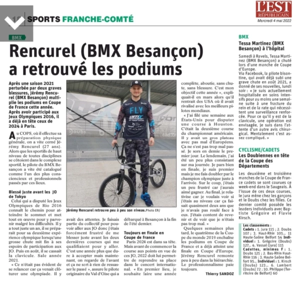 Rencurel (BMX Besançon) a retrouvé les podiums