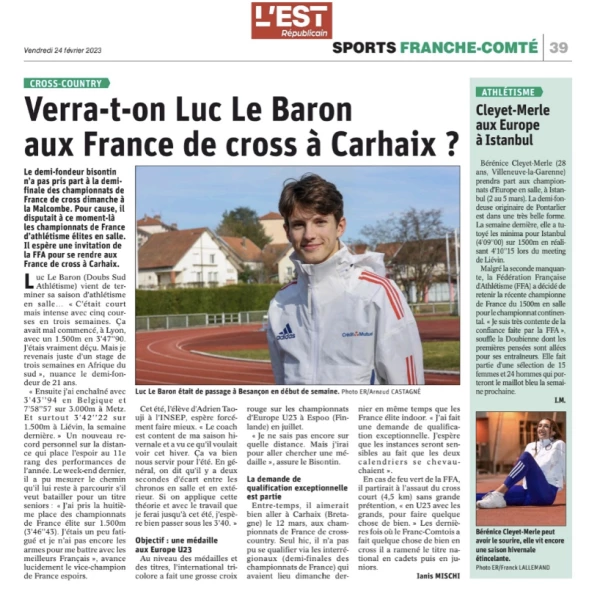Verra-t-on Luc Le Baron aux France de cross à Carhaix ?
