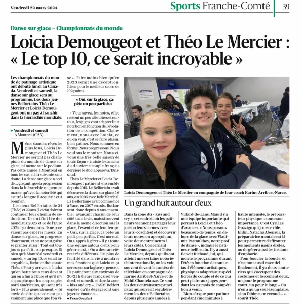 résultats apres le programme court Mondiaux 2024